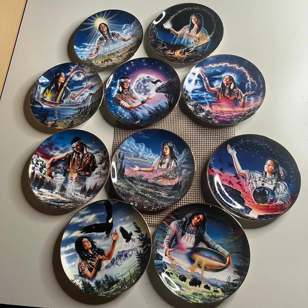 Royal Doulton David Penfound Native American Maiden Plates Franklin Mint Set 10‎